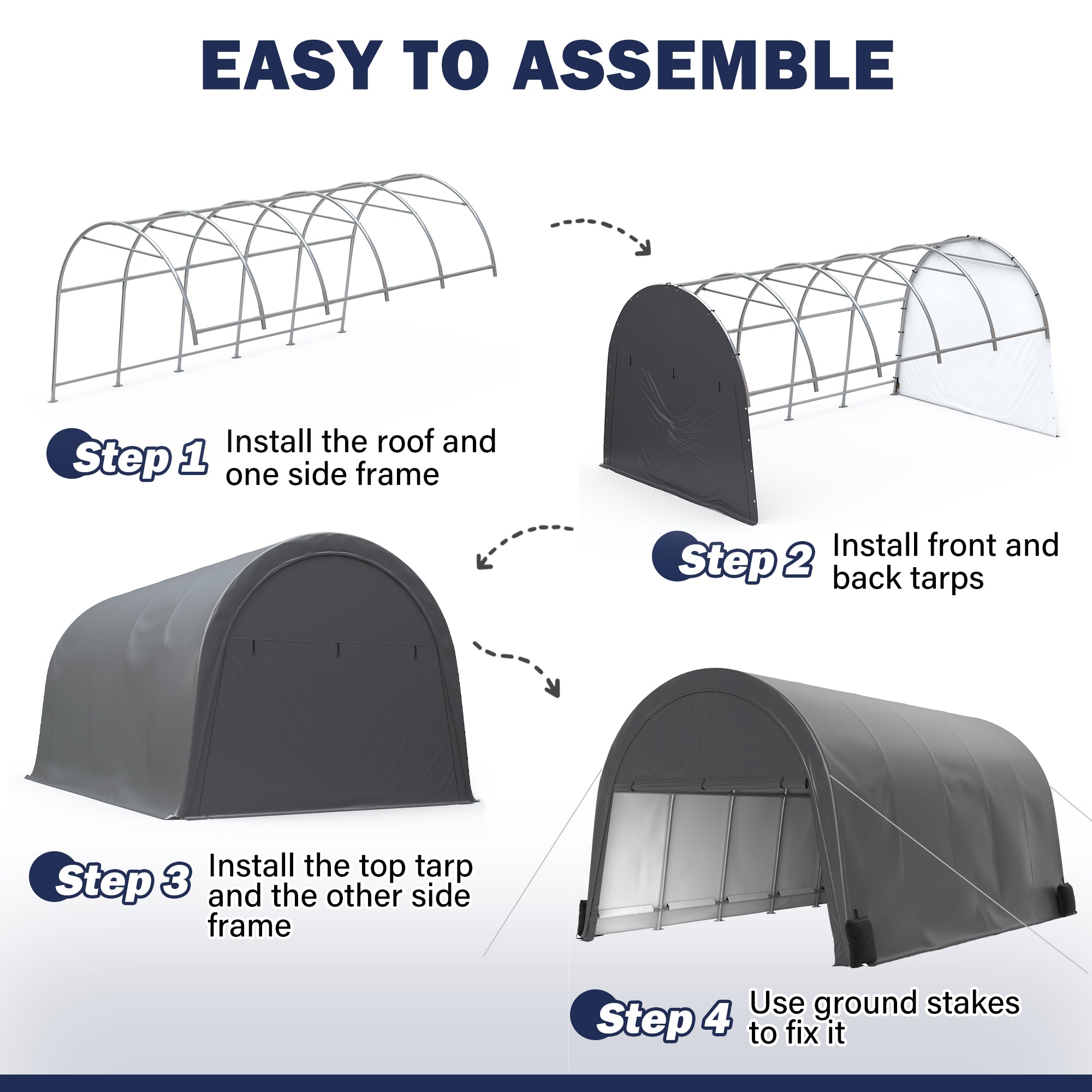 12×20 ft Dome Heavy Duty Steel Carport