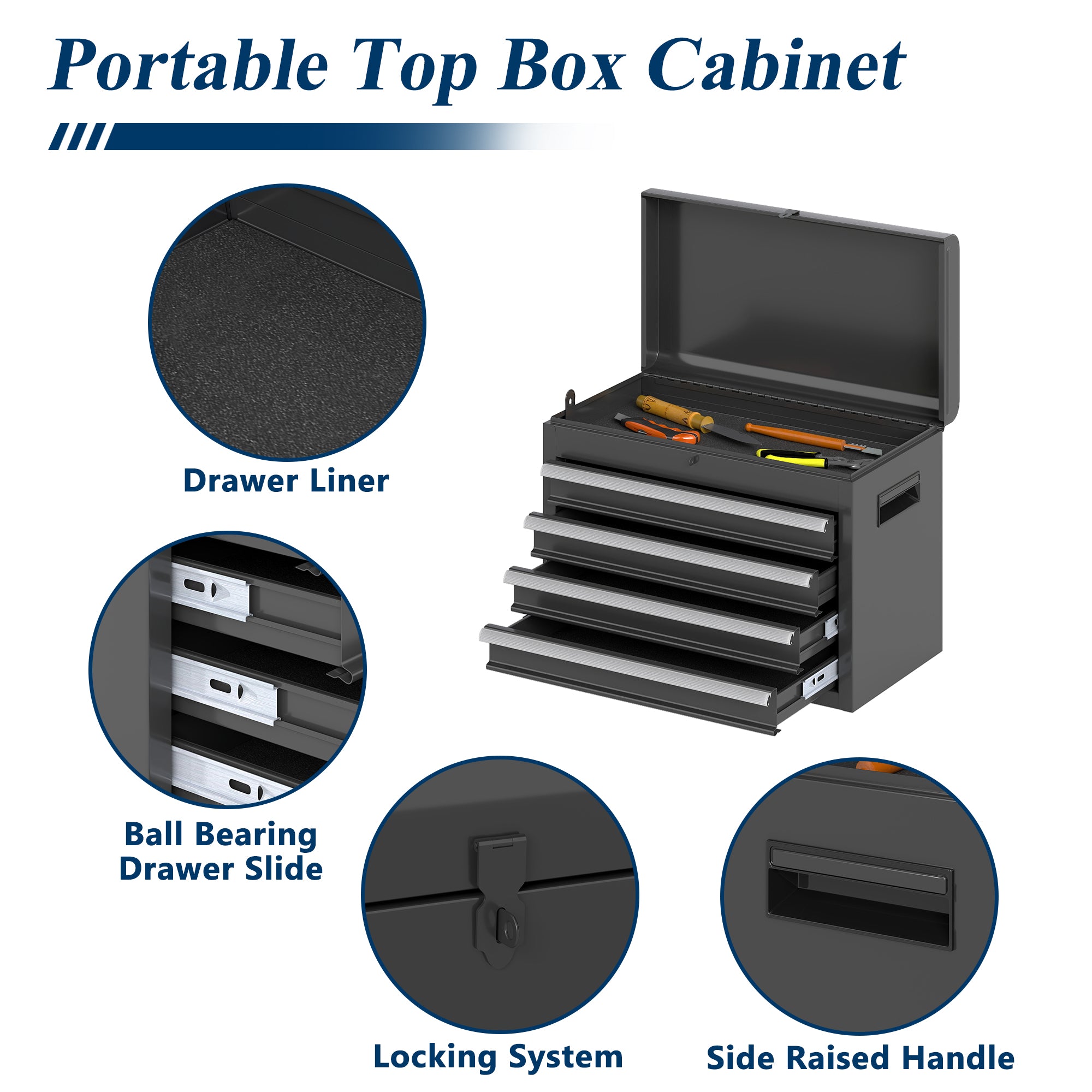 5-Drawer Heavy Duty Metal Tool Chest with Wheels & Handle, Rolling Storage Organizer
