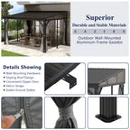 10×12 ft Wall-Mounted Aluminum Gazebo