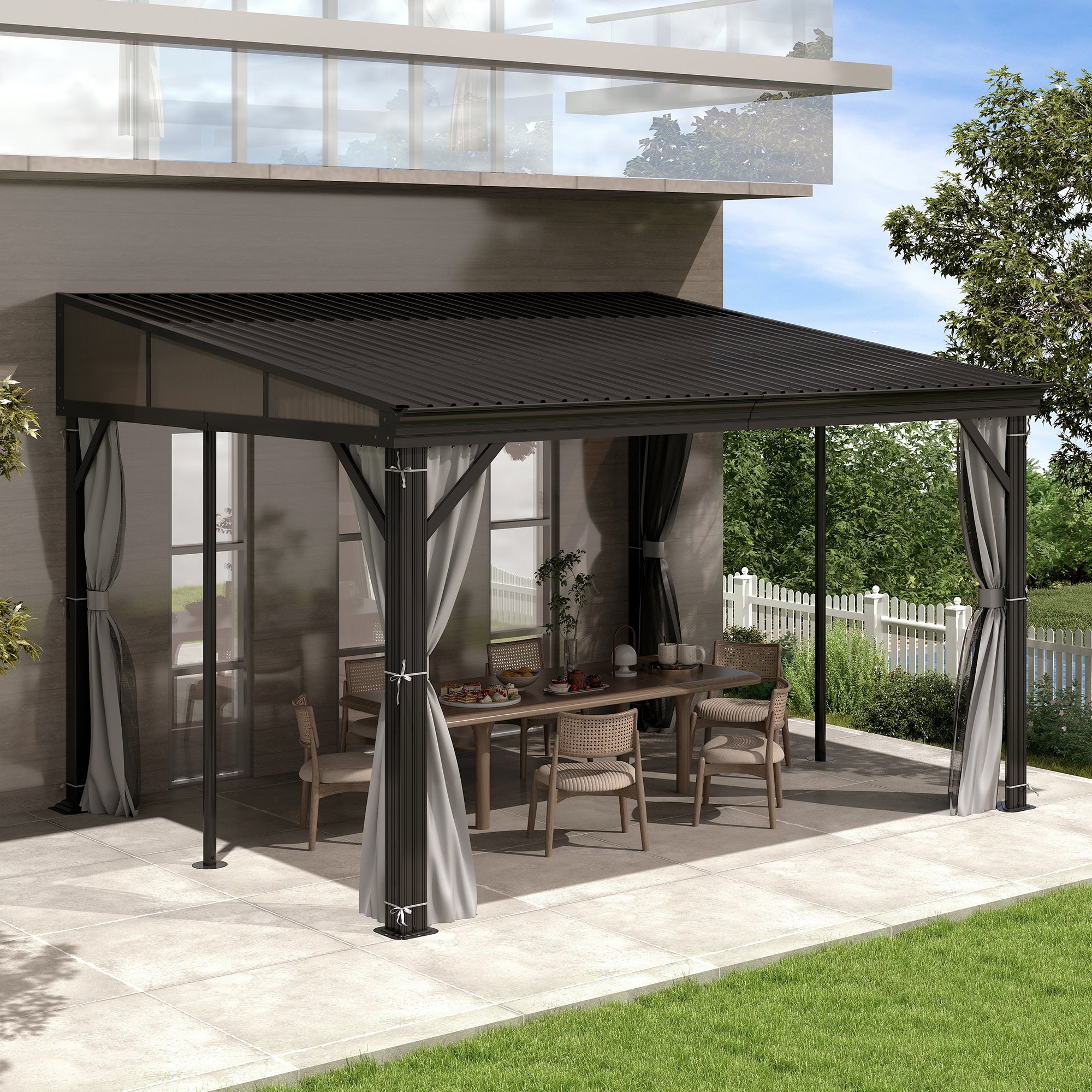 10×12 ft Wall-Mounted Aluminum Gazebo