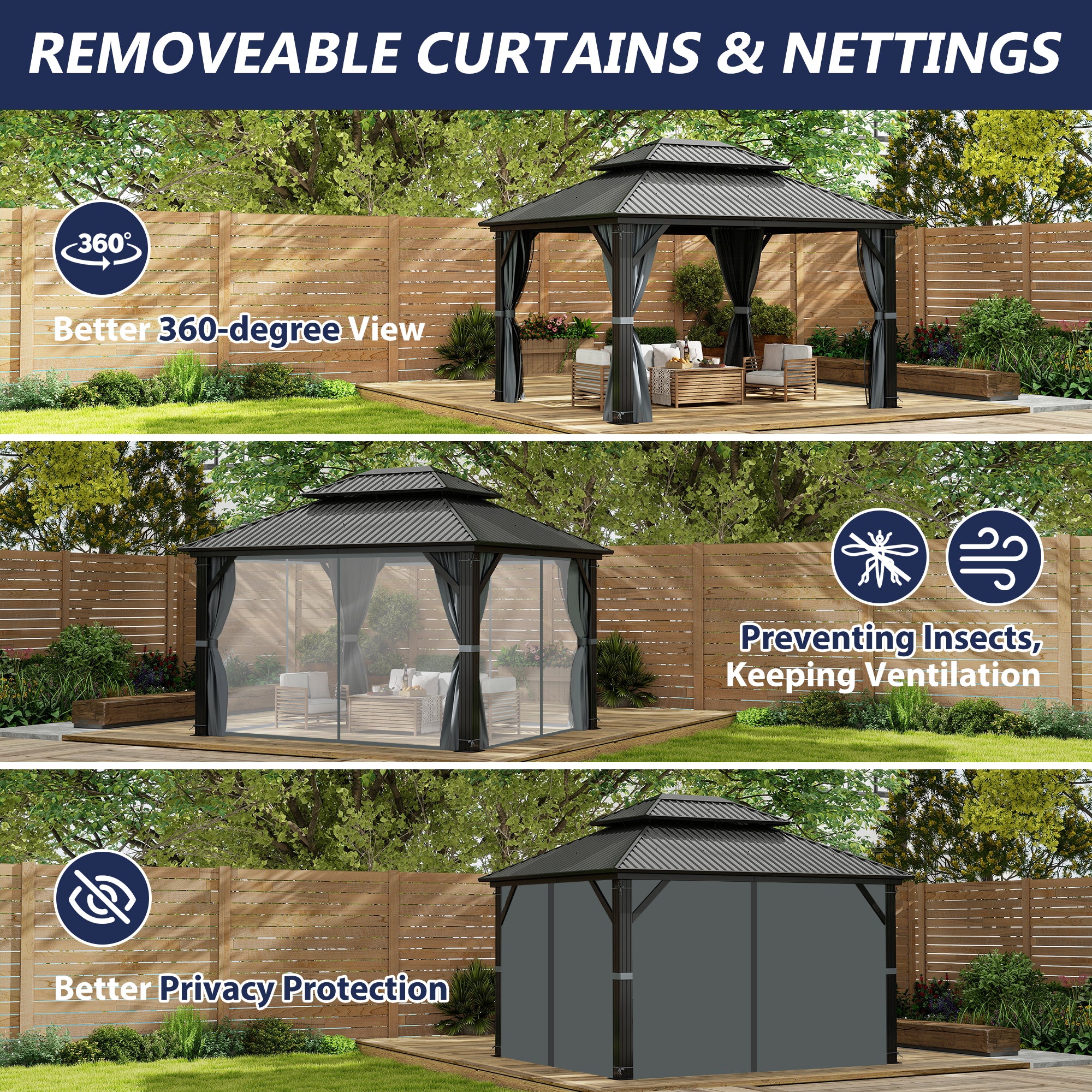 10×12 ft Aluminum Hardtop Gazebo