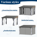 10×12 ft Wall-Mounted Aluminum Gazebo With Natural Wood Framing