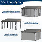 12x14 ft Wall-Mounted Aluminum Gazebo With Natural Wood Framing