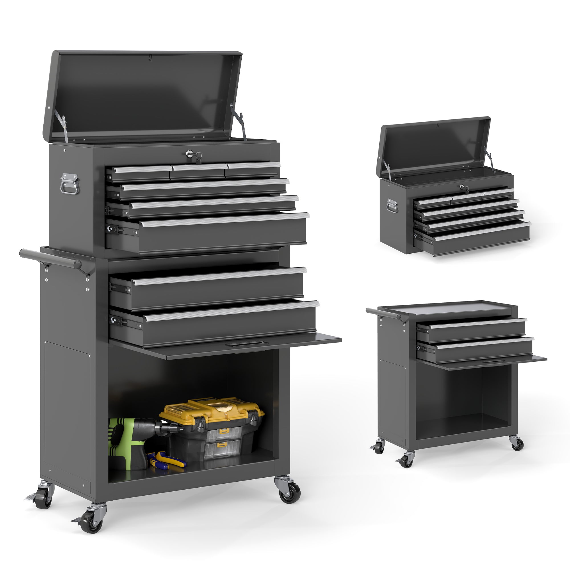 8-Drawer Heavy Duty Metal Tool Chest with Wheels & Handle, Rolling Storage Organizer