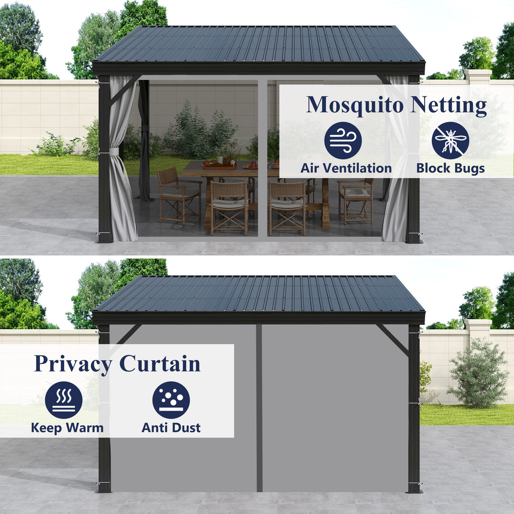 10×12 ft Wall-Mounted Aluminum Gazebo