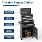 5-Drawer Heavy Duty Metal Tool Chest with Wheels & Handle, Rolling Storage Organizer