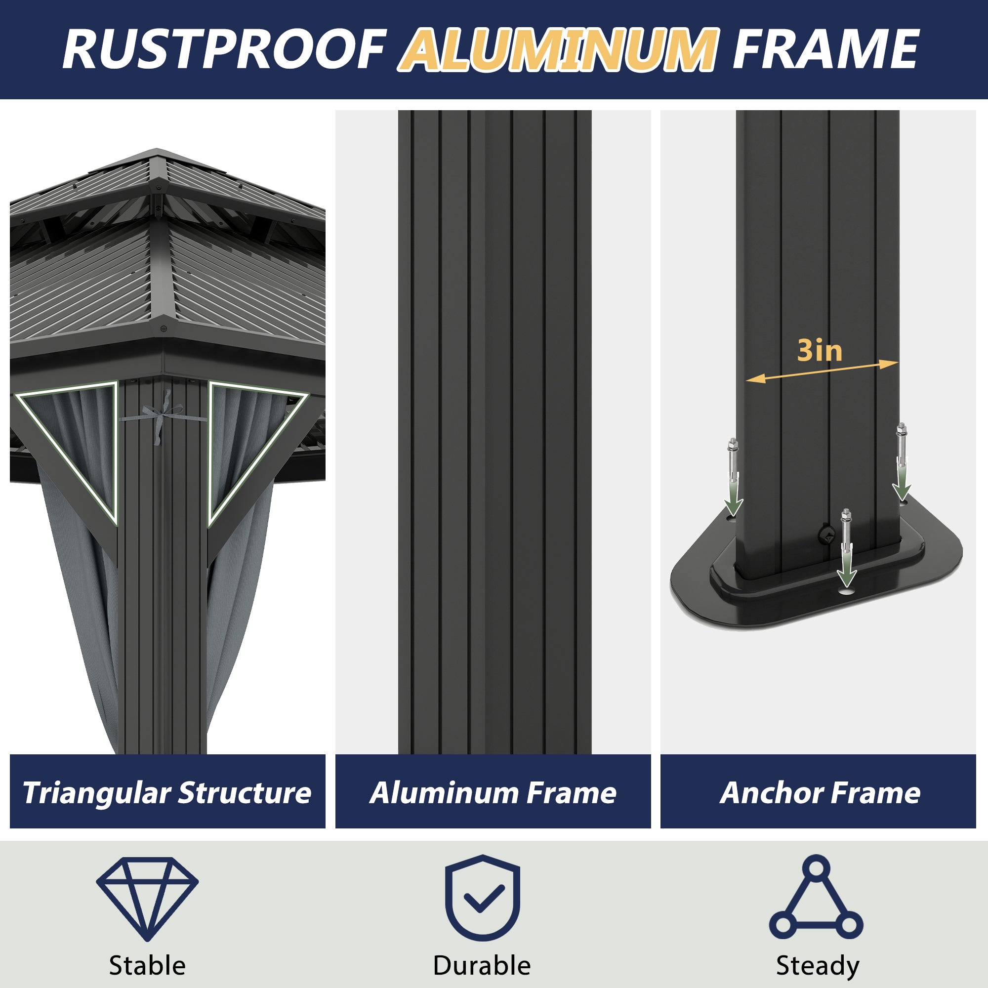 10×12 ft Aluminum Hardtop Gazebo