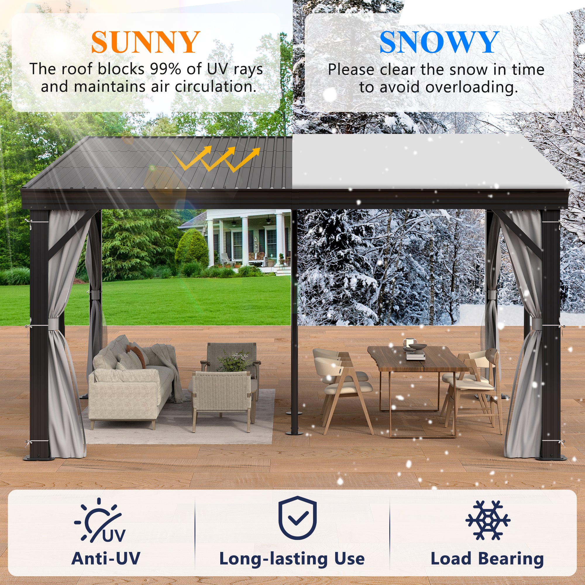 12×14 ft Wall-Mounted Aluminum Gazebo