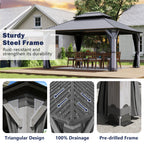 12×14 ft Wood Hardtop Gazebo