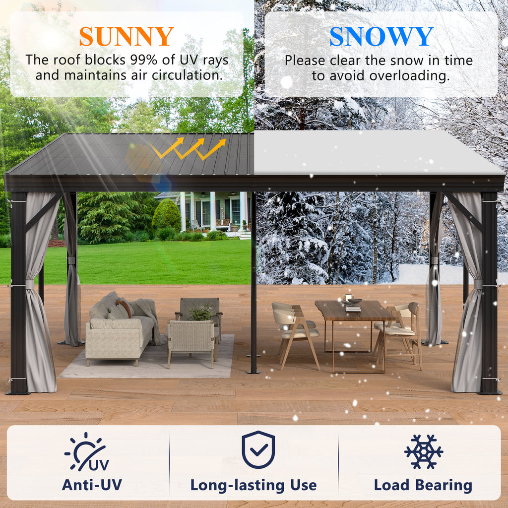 12×16 ft Wall-Mounted Aluminum Gazebo