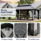 12×20 ft Wood Hardtop Gazebo