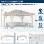 13×15 ft Spruce Wood Hardtop Gazebo with single Roof