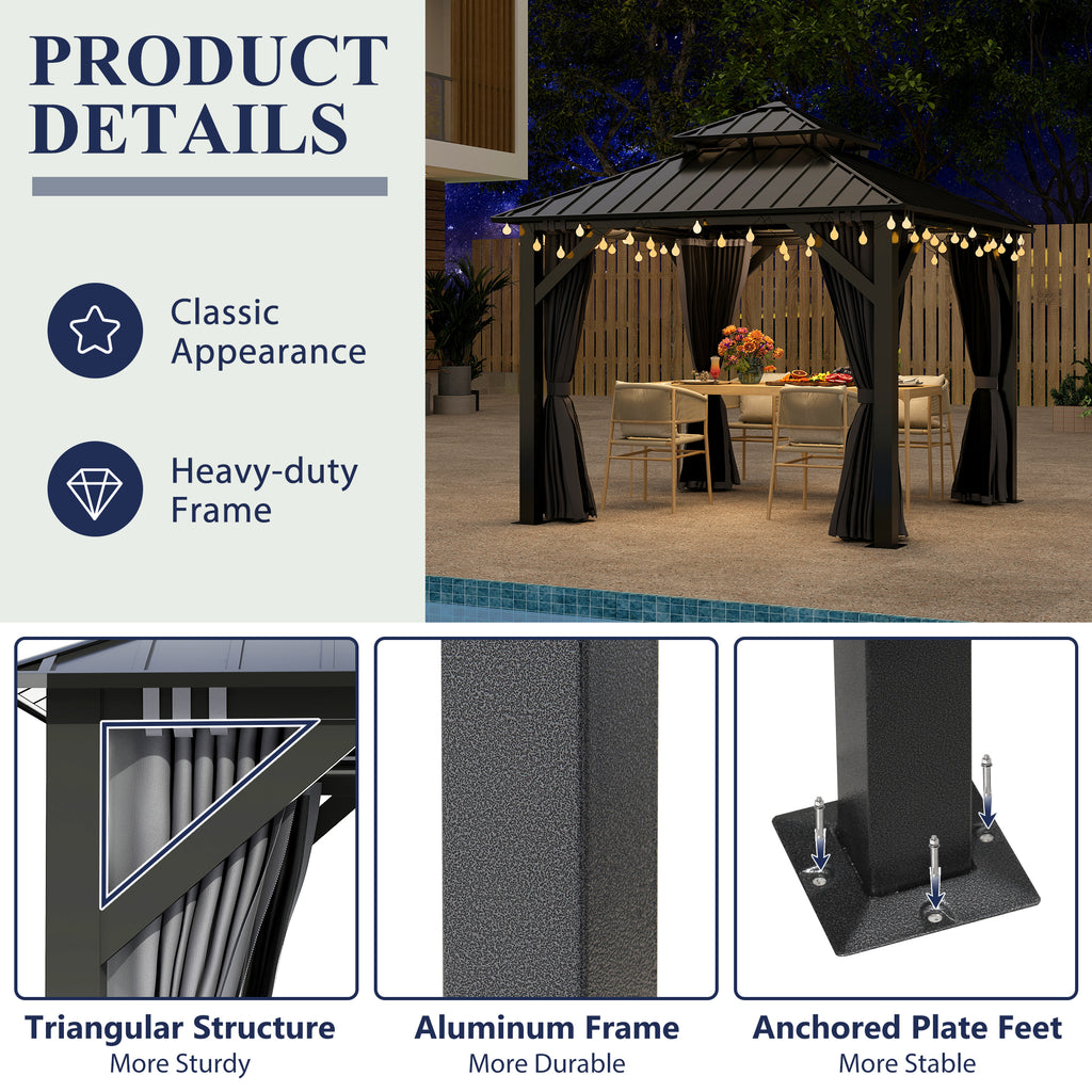 8.5×8.5 ft Aluminum Hardtop Gazebo
