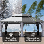 12×20 ft Wood Hardtop Gazebo