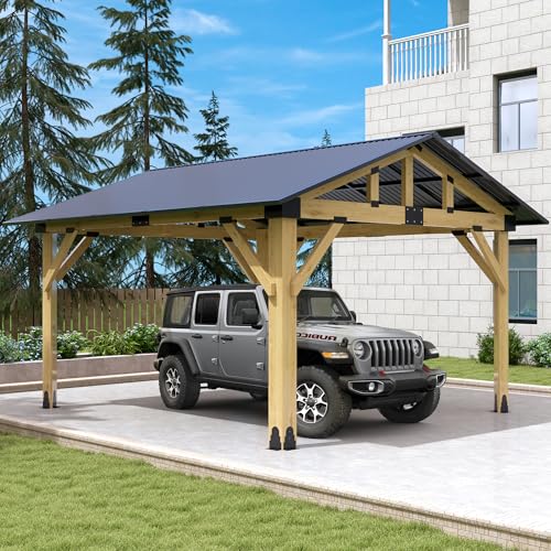 COVERONICS 11’x13’ Outdoor Wood Gazebo - Hardtop Patio Gazebo with Galvanized Steel Roof, Cedar Wooden Gazebo for Garden, Porch, Patio and Deck