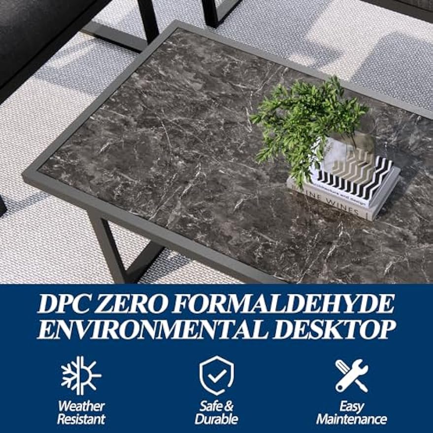 Outdoor 4 Pieces Aluminum Frame Furniture Set - Patio Modern Conversation Sofa Set, Garden Furniture Set with Single Chairs, Loveseat & Coffee Table for Balcony, Backyard, Poolside