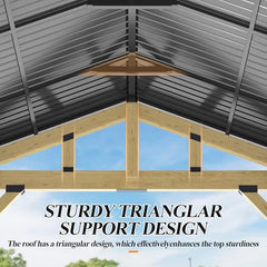 COVERONICS 11’x13’ Outdoor Wood Gazebo - Hardtop Patio Gazebo with Galvanized Steel Roof, Cedar Wooden Gazebo for Garden, Porch, Patio and Deck