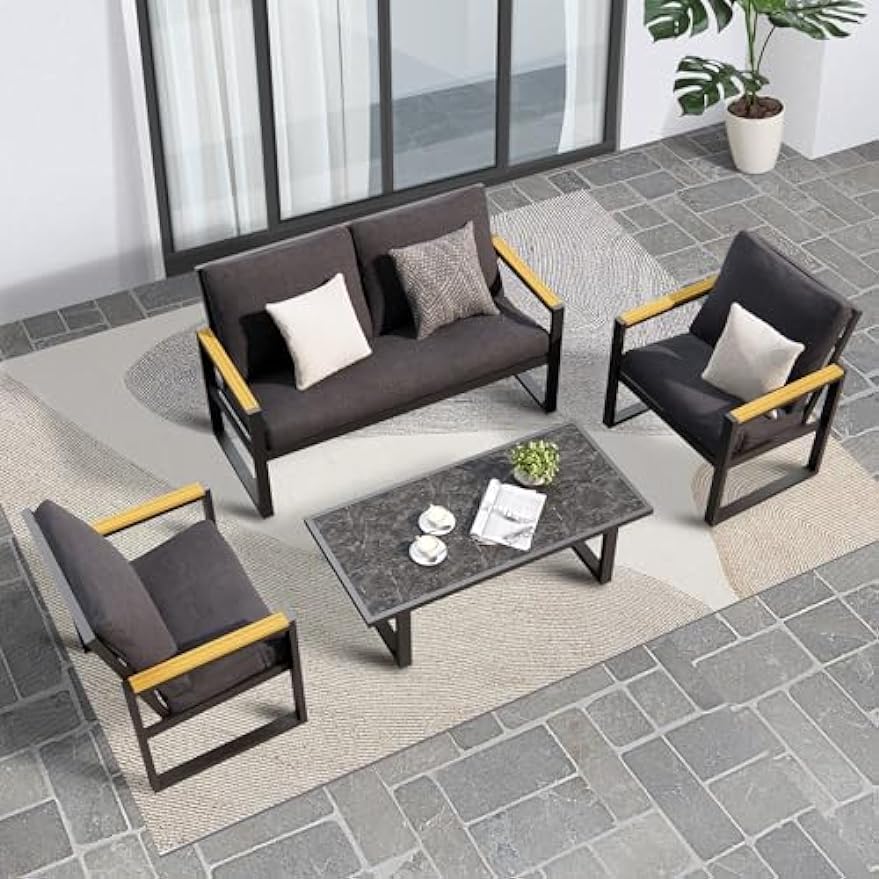 Outdoor 4 Pieces Aluminum Frame Furniture Set