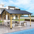 COVERONICS 11’x13’ Outdoor Wood Gazebo - Hardtop Patio Gazebo with Galvanized Steel Roof, Cedar Wooden Gazebo for Garden, Porch, Patio and Deck