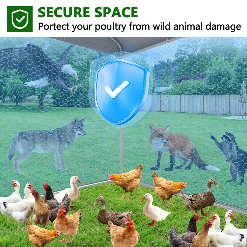 6.5×6.5×9 ft Metal Chicken Coop Run(1-Unit Dome Roof Coop)