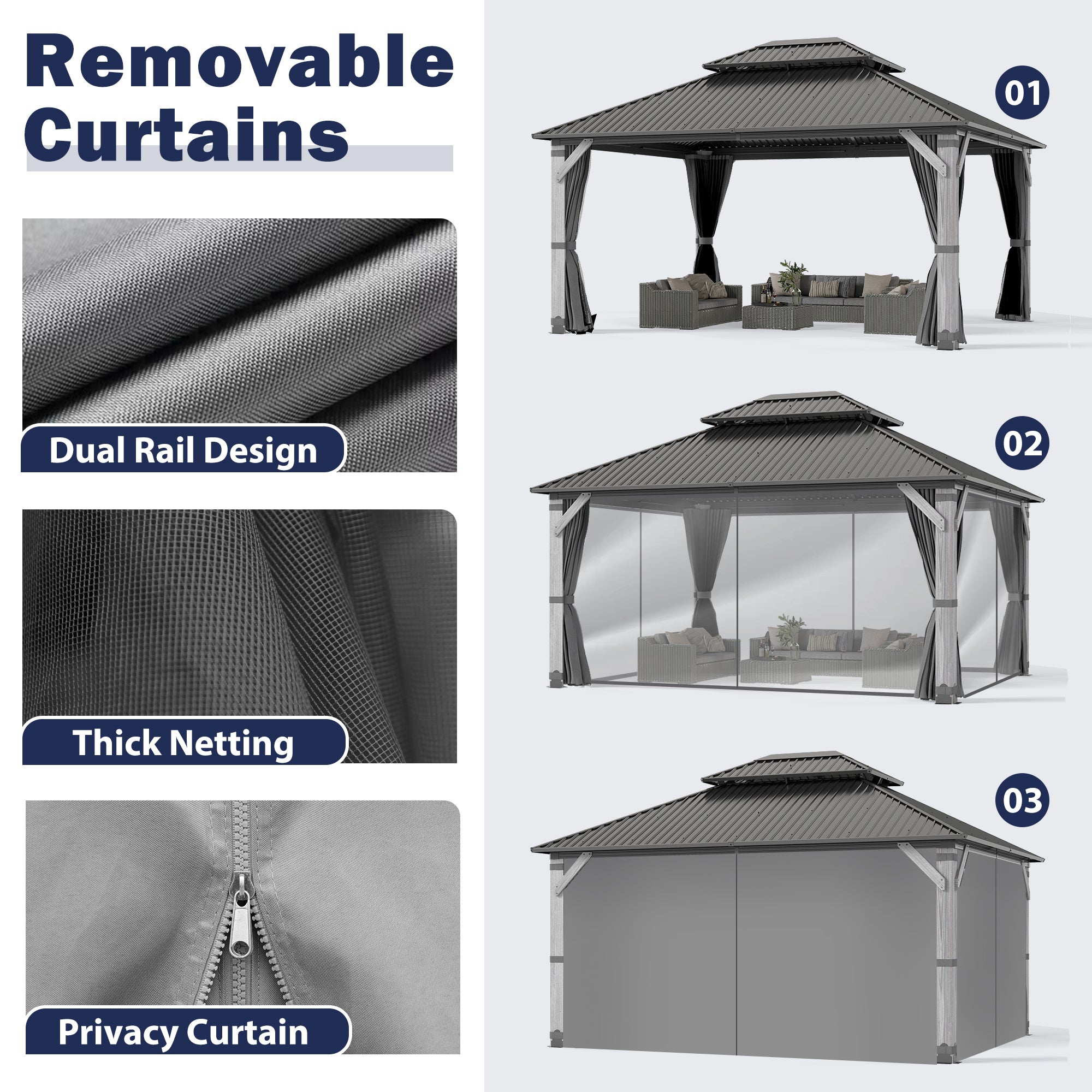 12×14 ft Wood Hardtop Gazebo