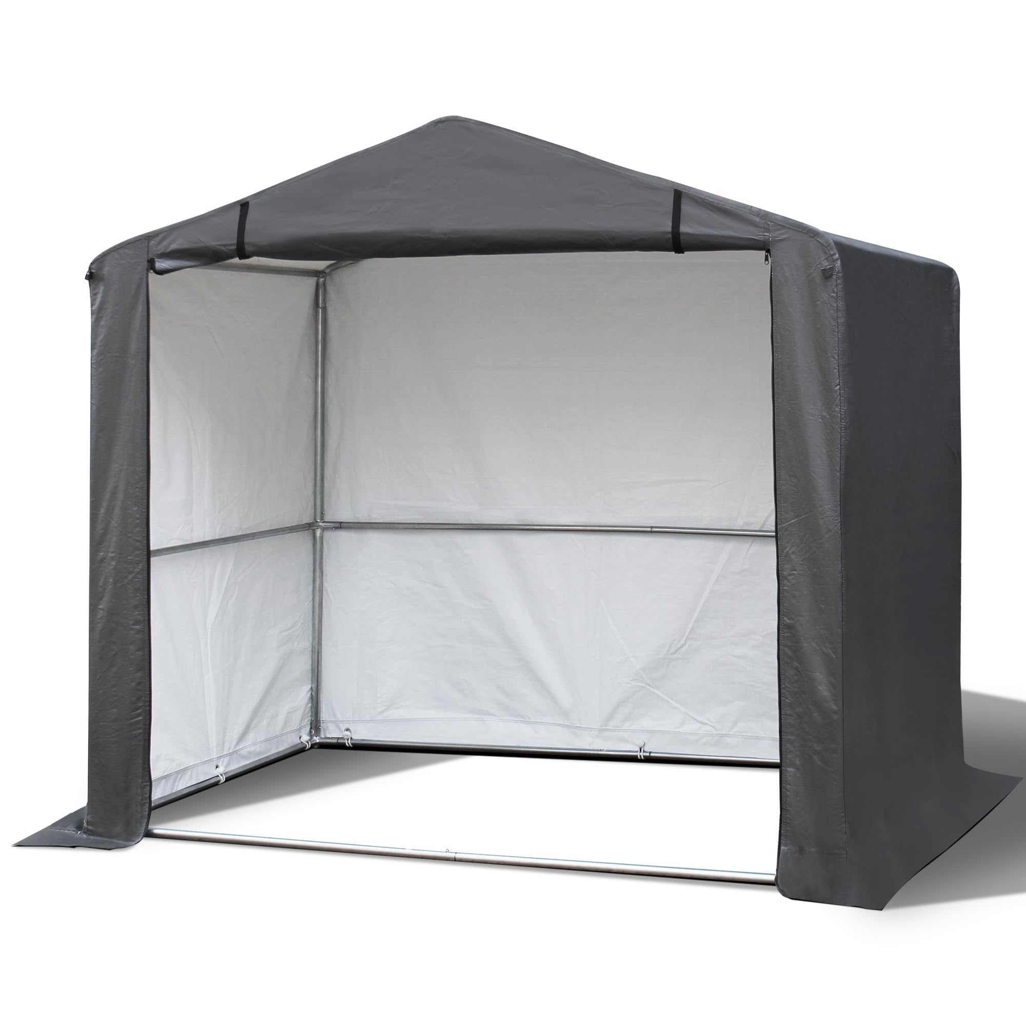 COVERONICS 6' x 4' Outdoor Storage Shelter Shed- Heavy Duty Storage Tent with Roll-up Ventilated Door and Sloping Roof, Portable Storage Tool Shed for Backyard Garden Patio, Gray