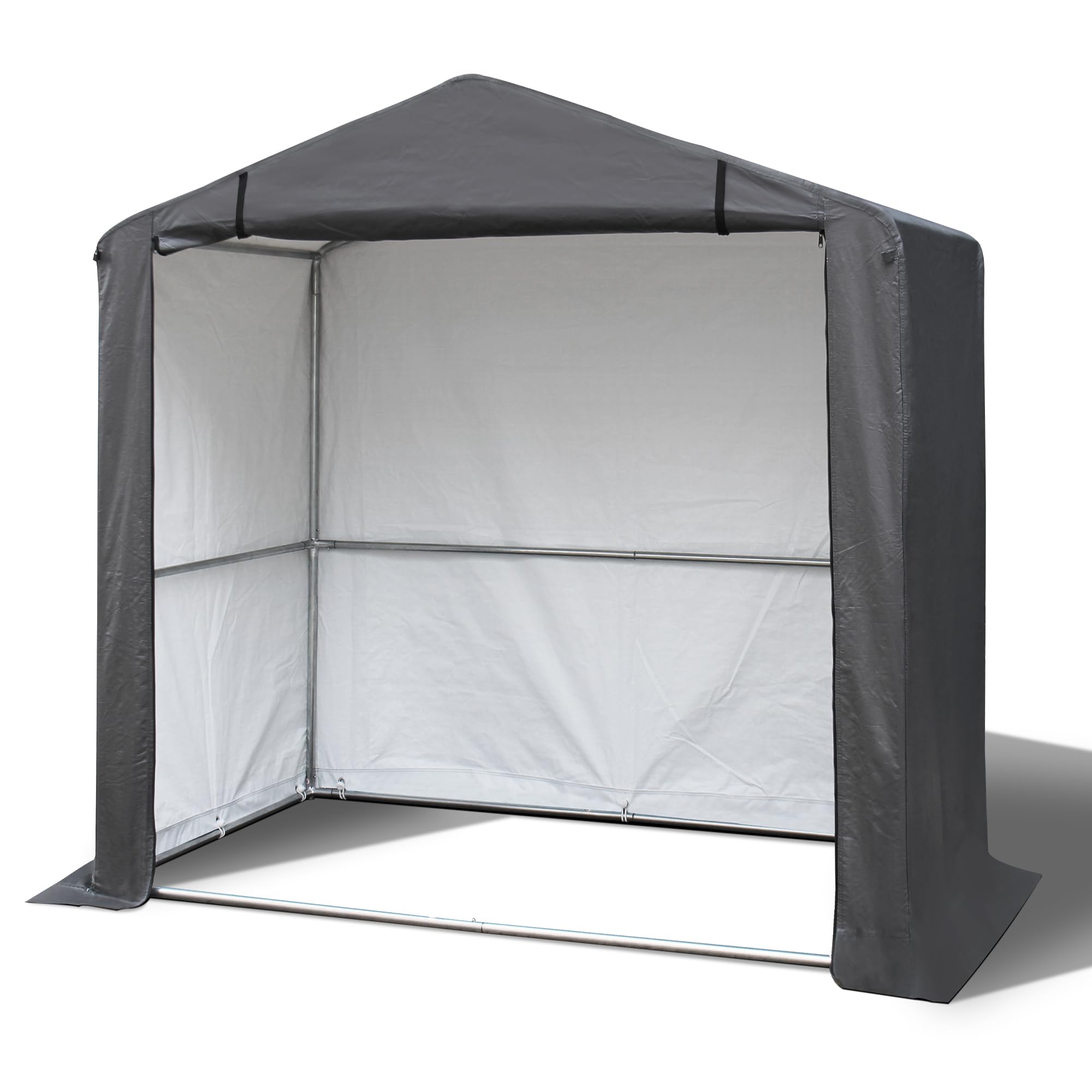 COVERONICS 5' x 3' Outdoor Storage Shelter Shed- Heavy Duty Storage Tent with Roll-up Ventilated Door and Sloping Roof, Portable Storage Tool Shed for Backyard Garden Patio, Gray