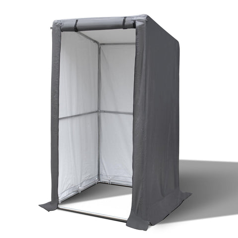 COVERONICS 3' x 3' Outdoor Storage Shelter Shed- Heavy Duty Storage Tent with Roll-up Ventilated Door and Sloping Roof, Portable Storage Tool Shed for Backyard Garden Patio, Gray