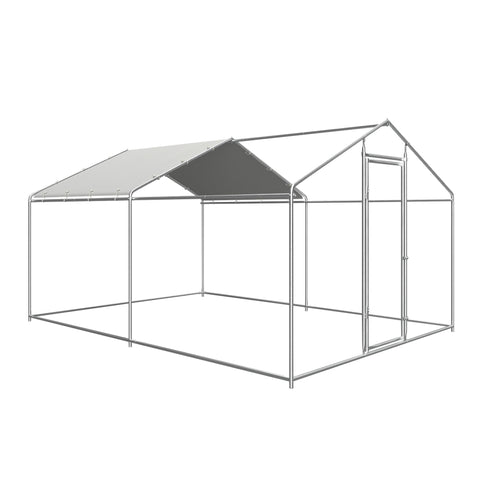 COVERONICS Metal Chicken Coop Run - Outdoor Large Chicken Coop with Waterproof Cover and Security Lock, Walk-in Poultry Pen for Outdoor Yard Farm 9.7x13x6.4FT (2-Unit Spire Roof Coop)
