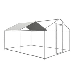 COVERONICS Metal Chicken Coop Run - Outdoor Large Chicken Coop with Waterproof Cover and Security Lock, Walk-in Poultry Pen for Outdoor Yard Farm 9.7x13x6.4FT (2-Unit Spire Roof Coop)