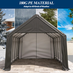 Coveronics Peak Roof Carport – Heavy Duty Portable Garage with Double Zipper Door & Ground Pegs