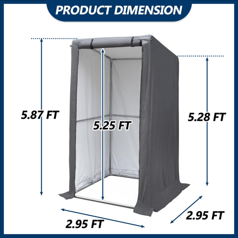 COVERONICS 3' x 3' Outdoor Storage Shelter Shed- Heavy Duty Storage Tent with Roll-up Ventilated Door and Sloping Roof, Portable Storage Tool Shed for Backyard Garden Patio, Gray