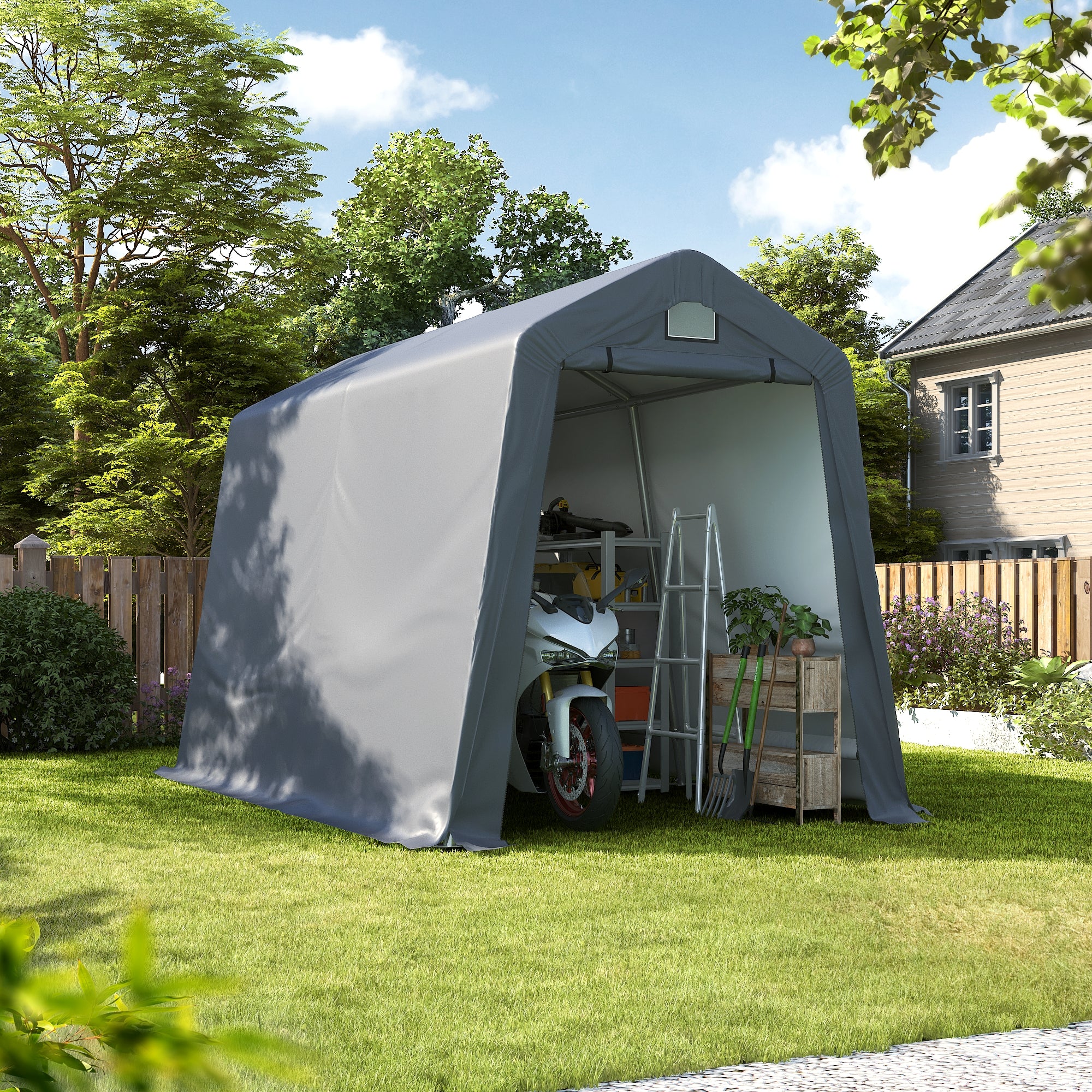 8x14 Outdoor Storage Shed | Coveronics Steel Frame Storage Shelter