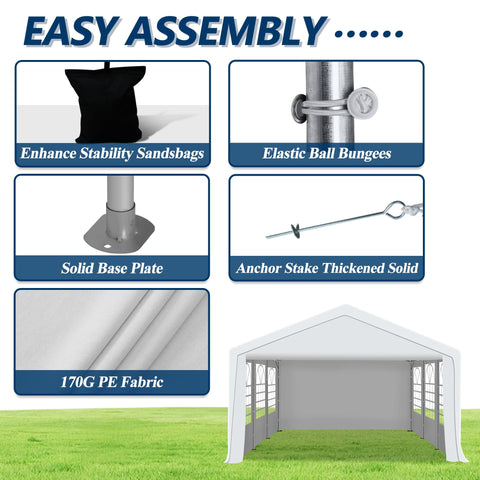 COVERONICS Outdoor Canopy - 13'X20' Patio Tent with Rollable Sides and 4 Sandbags, Heavy Duty Steel Frame Carport Gazebo Event Tent Perfect for Wedding, Birthday Party, Outdoor Event