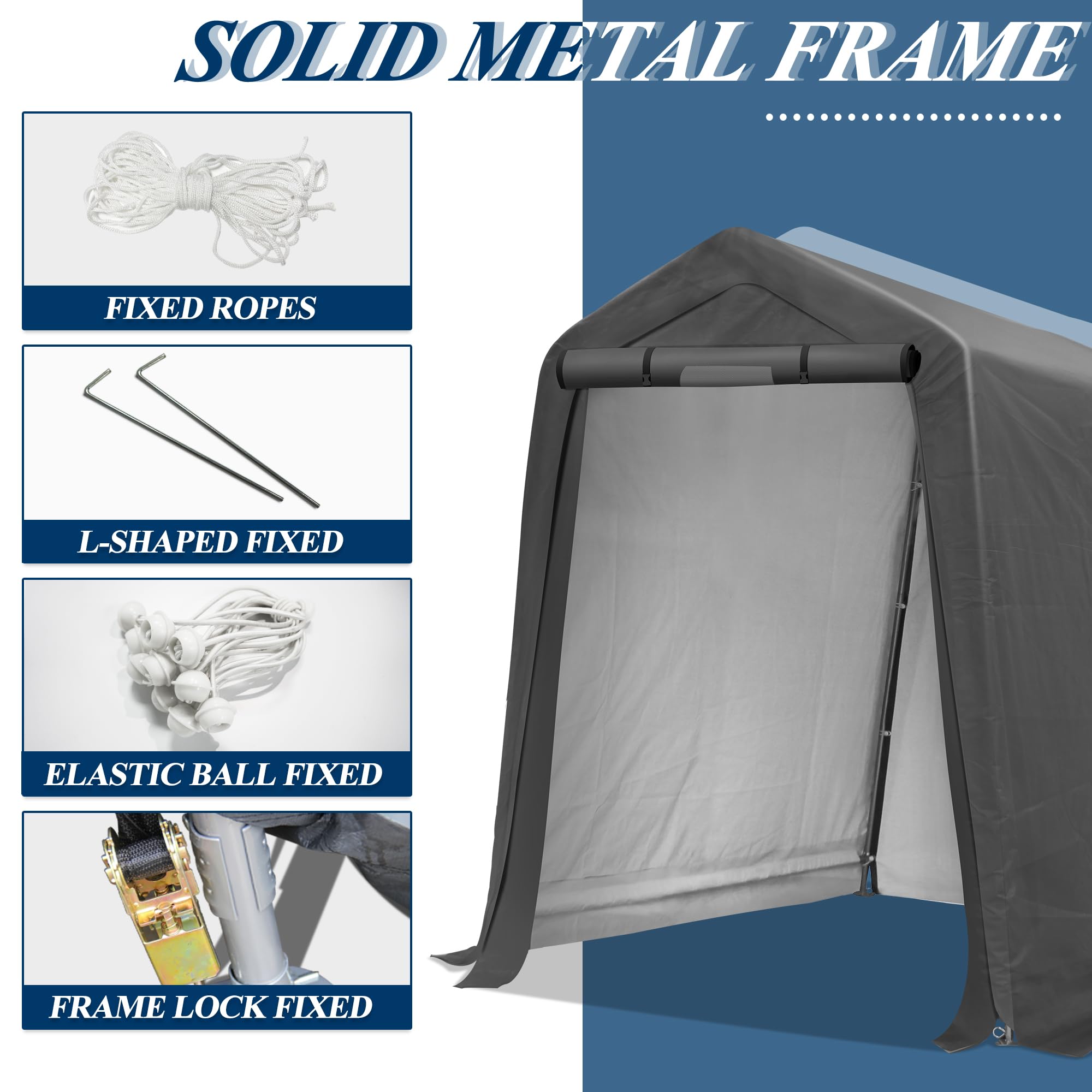 6×7 ft Heavy-Duty Outdoor Storage Shed with Steel Frame & Roll-Up Doors