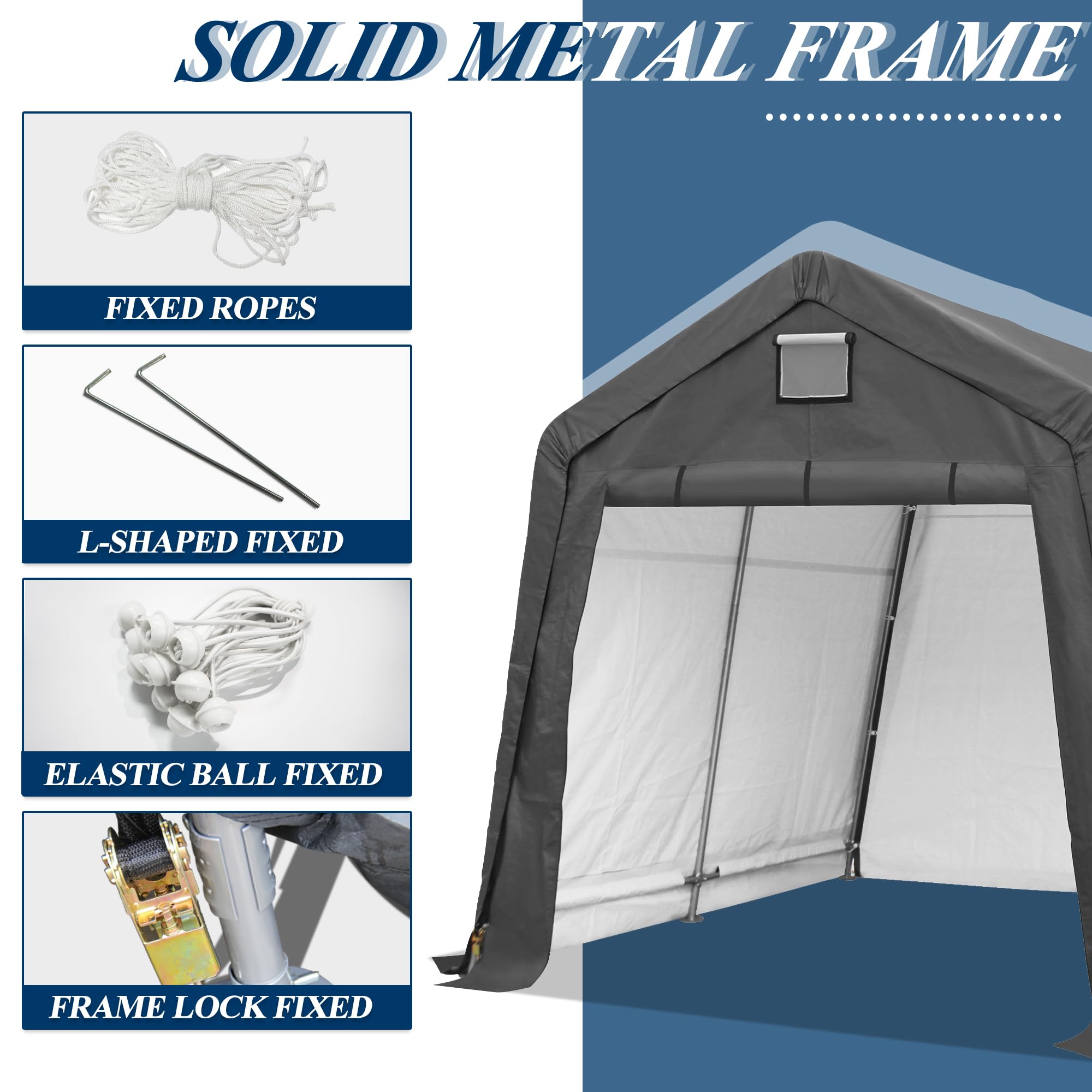 10×10 ft Heavy-Duty Outdoor Storage Shed with Steel Frame & Roll-Up Doors