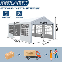 COVERONICS Outdoor Canopy - 13'X20' Patio Tent with Rollable Sides and 4 Sandbags, Heavy Duty Steel Frame Carport Gazebo Event Tent Perfect for Wedding, Birthday Party, Outdoor Event