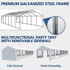 COVERONICS Outdoor Canopy - 20'X40' Patio Tent with Rollable Sides and 4 Sandbags, Heavy Duty Steel Frame Carport Gazebo Event Tent Perfect for Wedding, Birthday Party, Outdoor Event