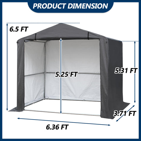 COVERONICS 6' x 4' Outdoor Storage Shelter Shed- Heavy Duty Storage Tent with Roll-up Ventilated Door and Sloping Roof, Portable Storage Tool Shed for Backyard Garden Patio, Gray
