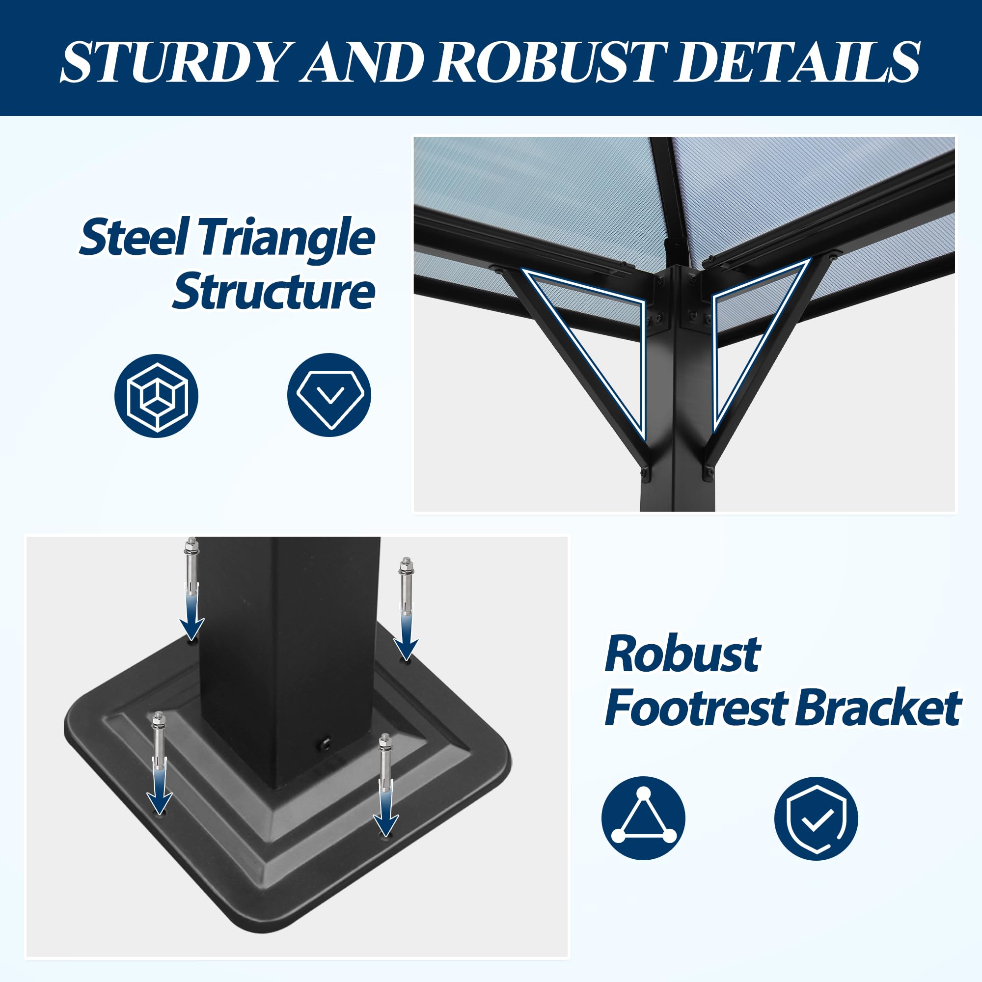 10×10 ft Polycarbonate Hardtop Gazebo with Steel Frame, Single Roof, Netting & Curtains