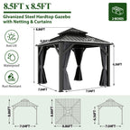 8.5×8.5 ft Aluminum Hardtop Gazebo