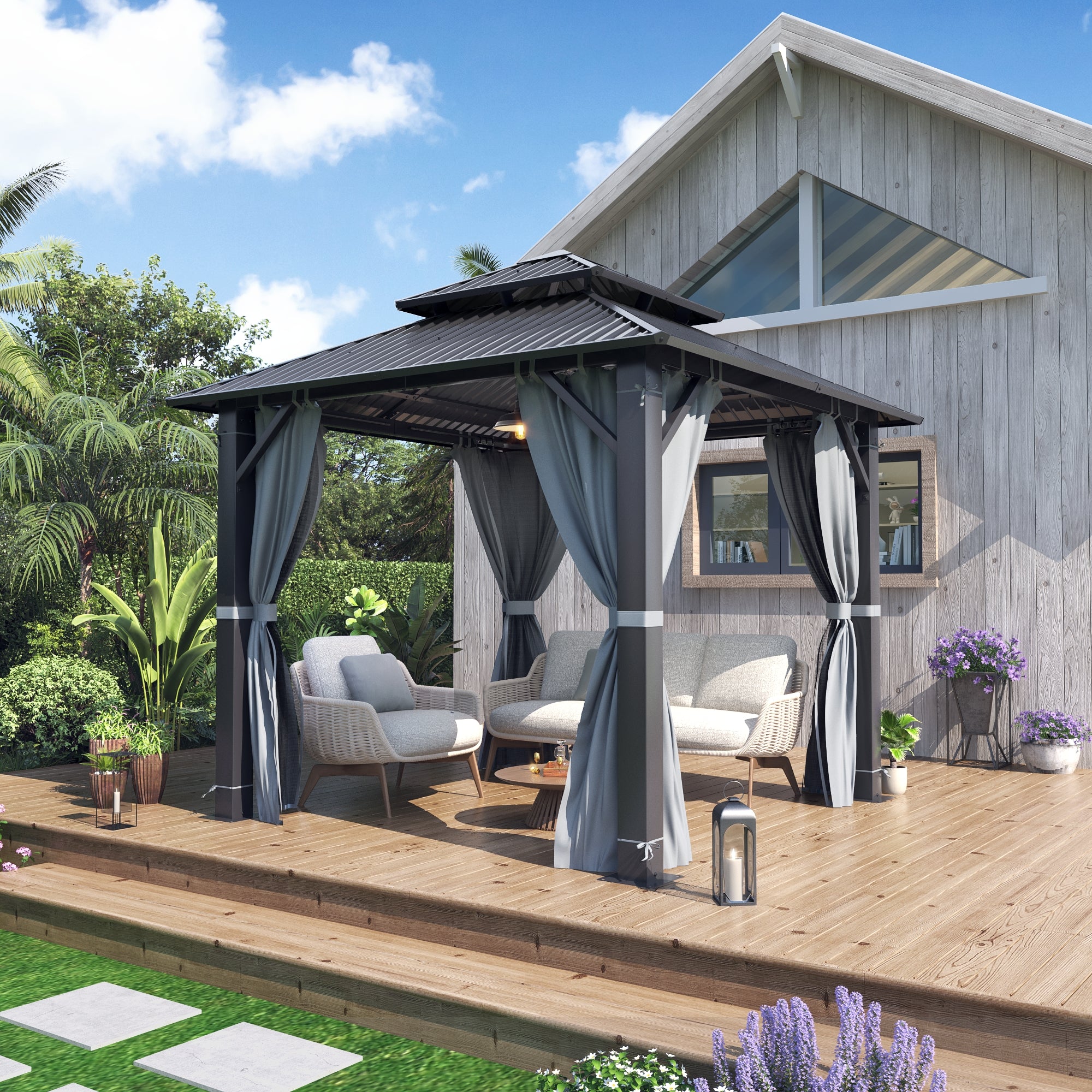 8.5x8.5 Aluminum Hardtop Gazebo | Coveronics Small Patio Gazebo