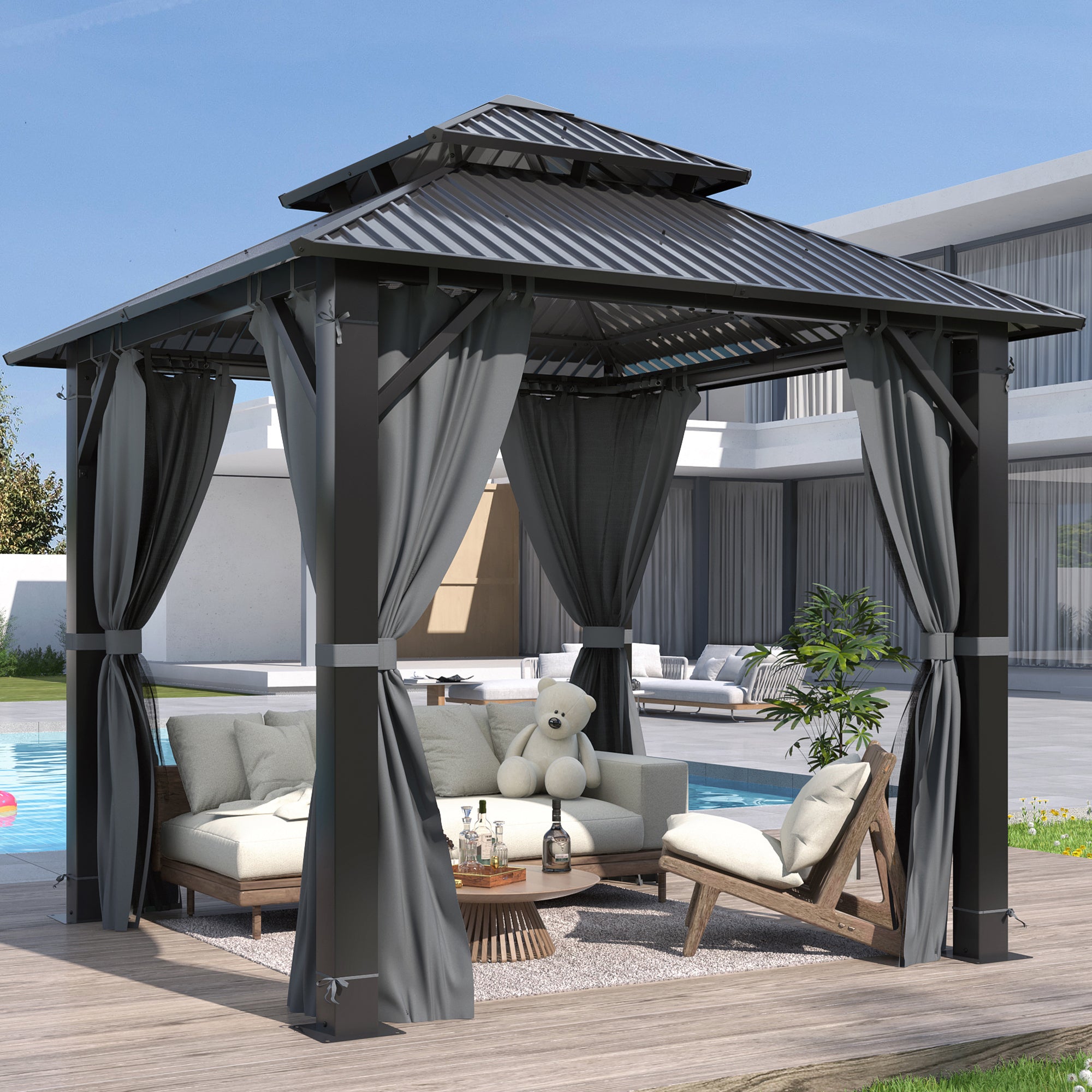 8.5×8.5 ft All-Steel Hardtop Gazebo