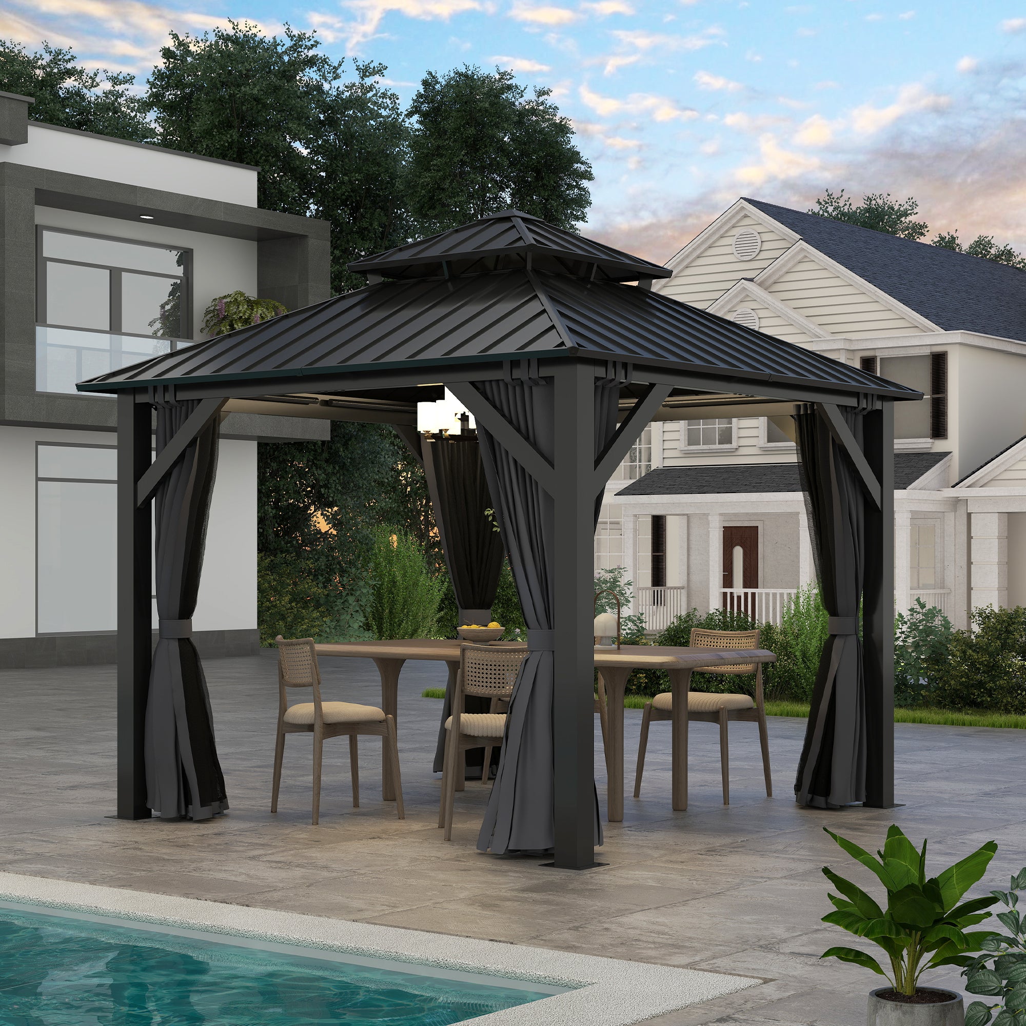 8.5×8.5 ft Aluminum Hardtop Gazebo