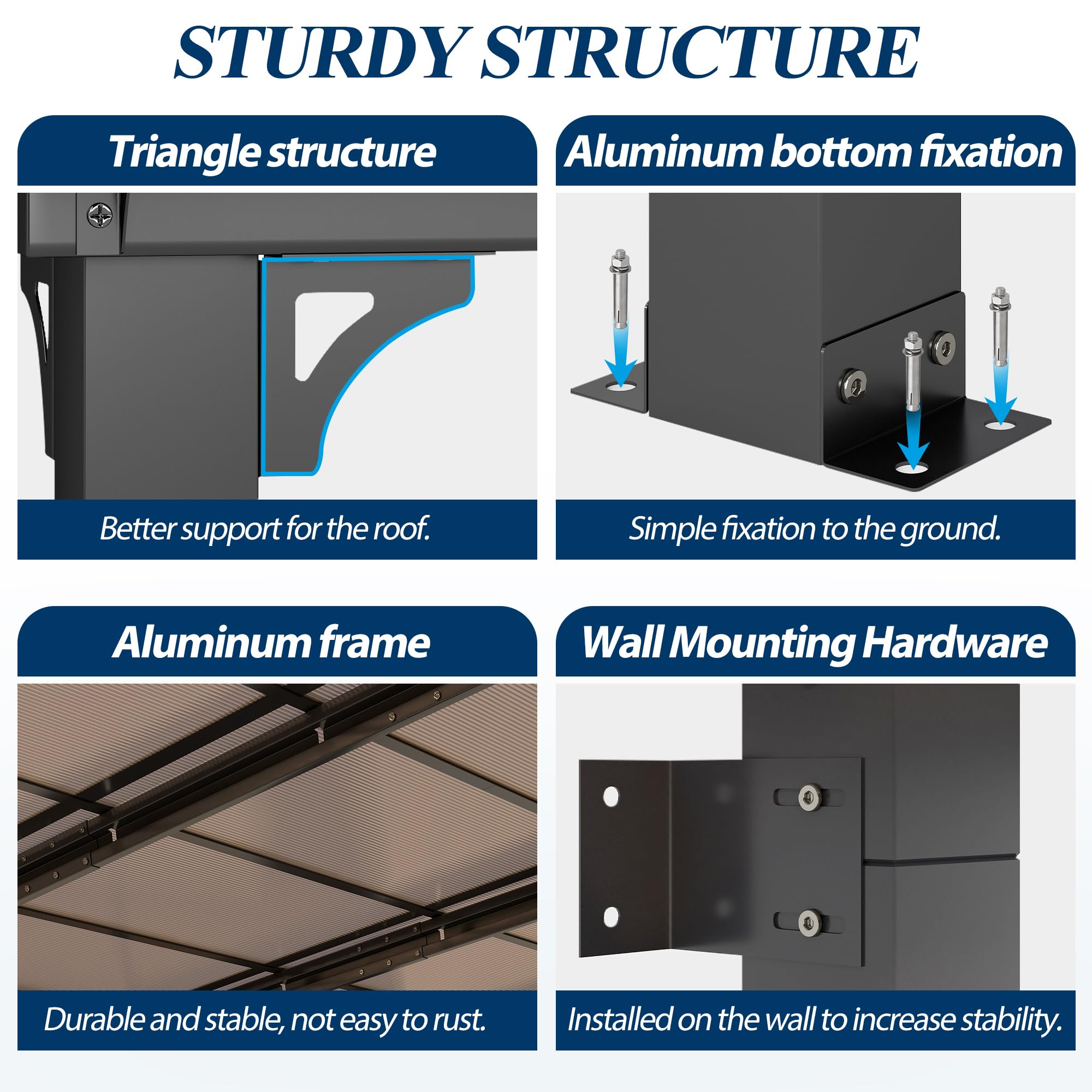 10×10 ft Polycarbonate Lean-To Gazebo with Aluminum Frame & Netting for Patio