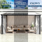 10×13 ft Wall-Mounted Polycarbonate Lean-to Gazebo