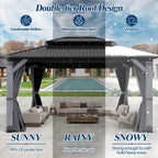 12×16 ft Wood Hardtop Gazebo