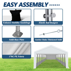 COVERONICS Outdoor Canopy - 20'X40' Patio Tent with Rollable Sides and 4 Sandbags, Heavy Duty Steel Frame Carport Gazebo Event Tent Perfect for Wedding, Birthday Party, Outdoor Event