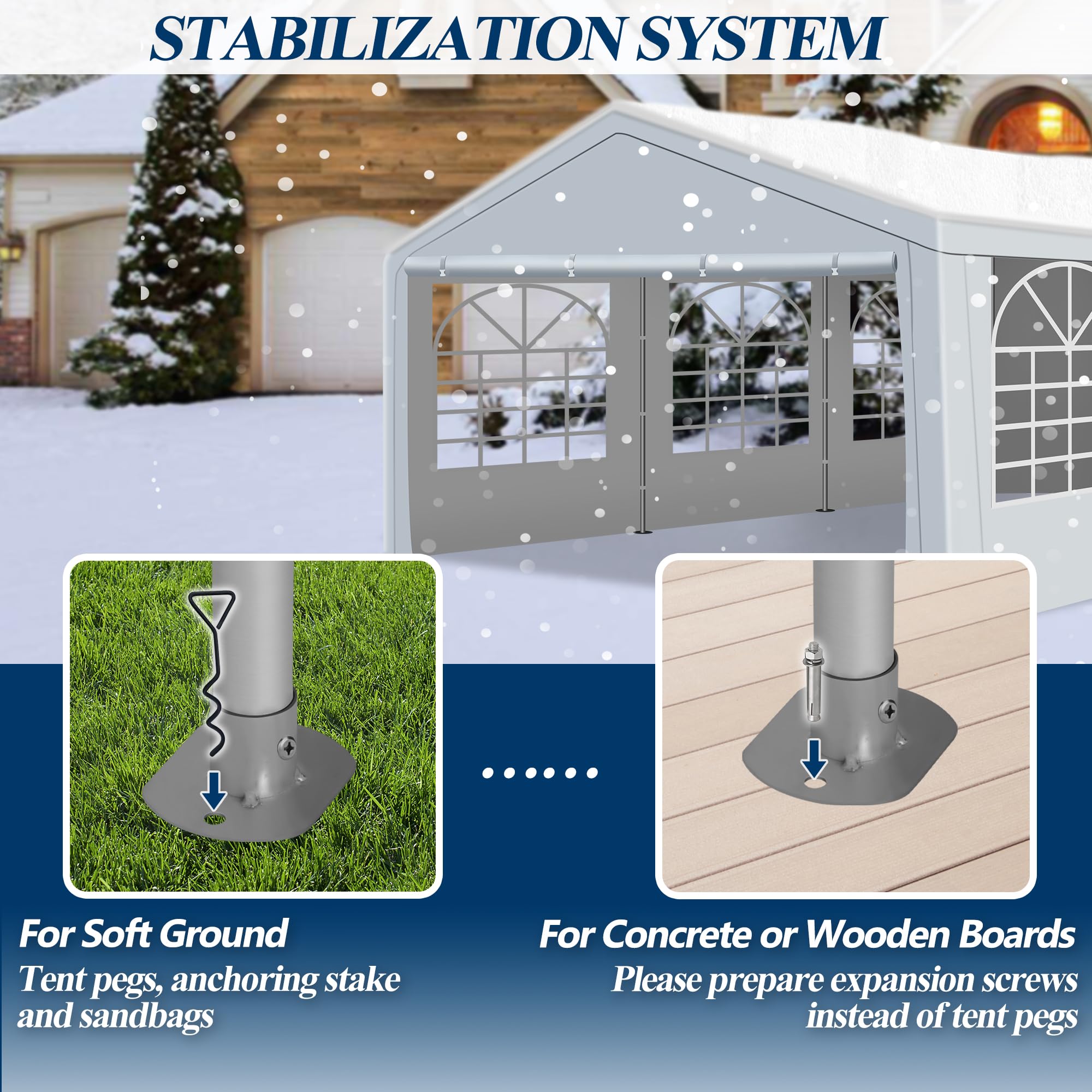 COVERONICS Outdoor Canopy, 20'X20' Patio Tent with Rollable Sides and 4 Sandbags, Heavy Duty Steel Frame Carport Gazebo Event Tent Perfect for Wedding, Birthday Party, Outdoor Event