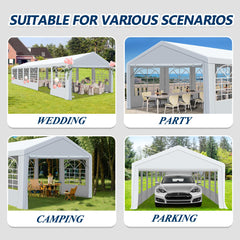 COVERONICS Outdoor Canopy - 20'X40' Patio Tent with Rollable Sides and 4 Sandbags, Heavy Duty Steel Frame Carport Gazebo Event Tent Perfect for Wedding, Birthday Party, Outdoor Event